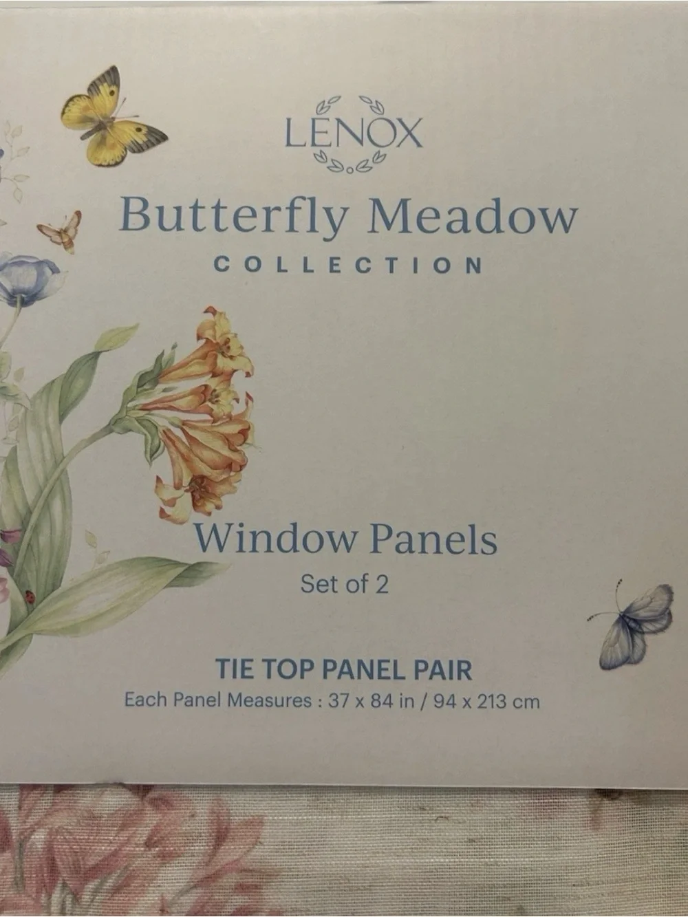 Lenox Butterfly Meadow Tie Top Curtains Drapes Panels 37